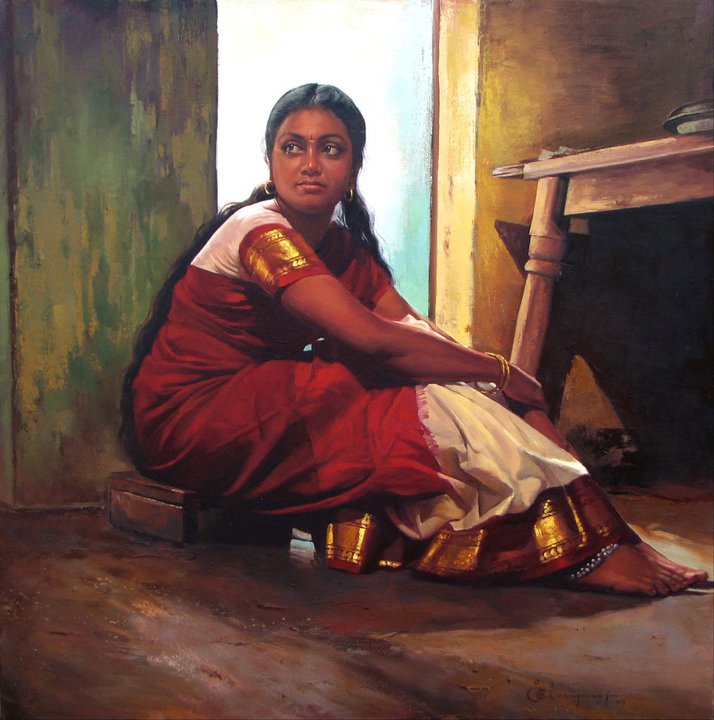 Paintings of rural indian women   Oil painting (8)